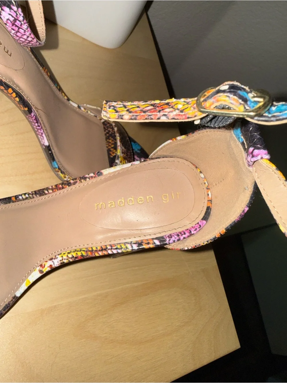Multicolor Snake-Print Block Heels